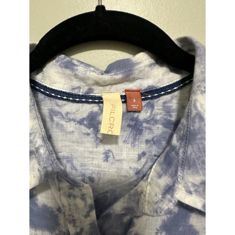 Pilcro Anthropologie The Cate Tie Dye Embroidered Button Down Blouse Size Small - Picture 6 of 11